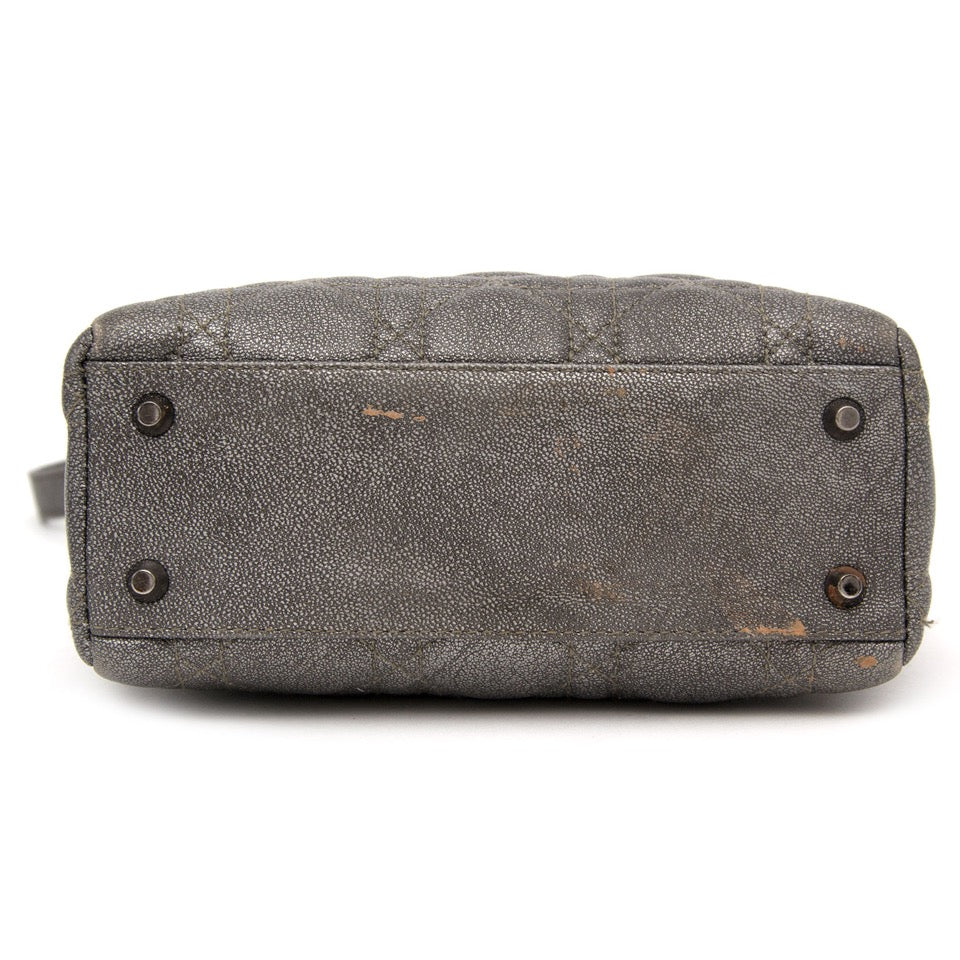 Buy and sell your secondhand designer bags Dior Grey Patent Quilted Mini Lady Bag