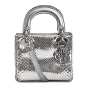 shop safe online Dior Silvery Python Mini Lady Dior Bag