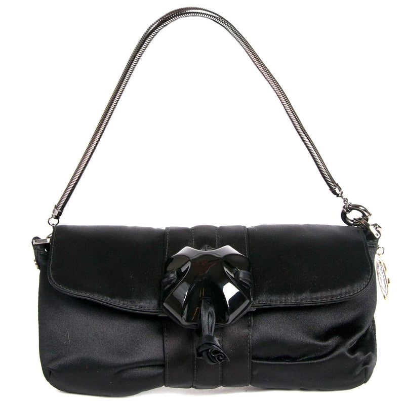 achetez Lanvin Black Satin Flap Clutch chez labellov pour le meilleur prix