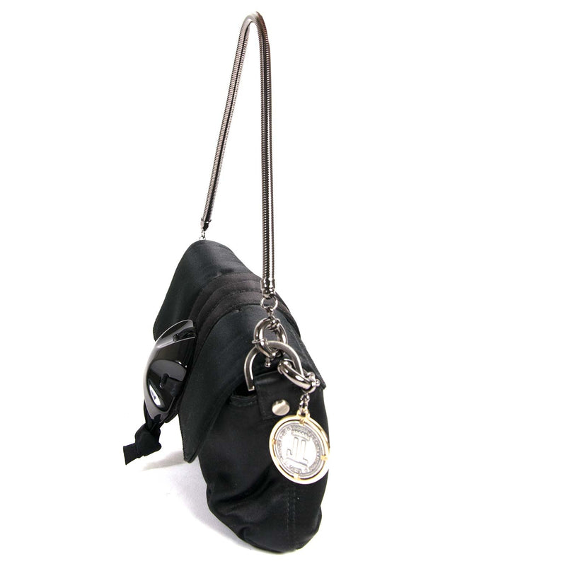 koop authentieke Lanvin Black Satin Flap Clutch bij labellov aan de beste prijs