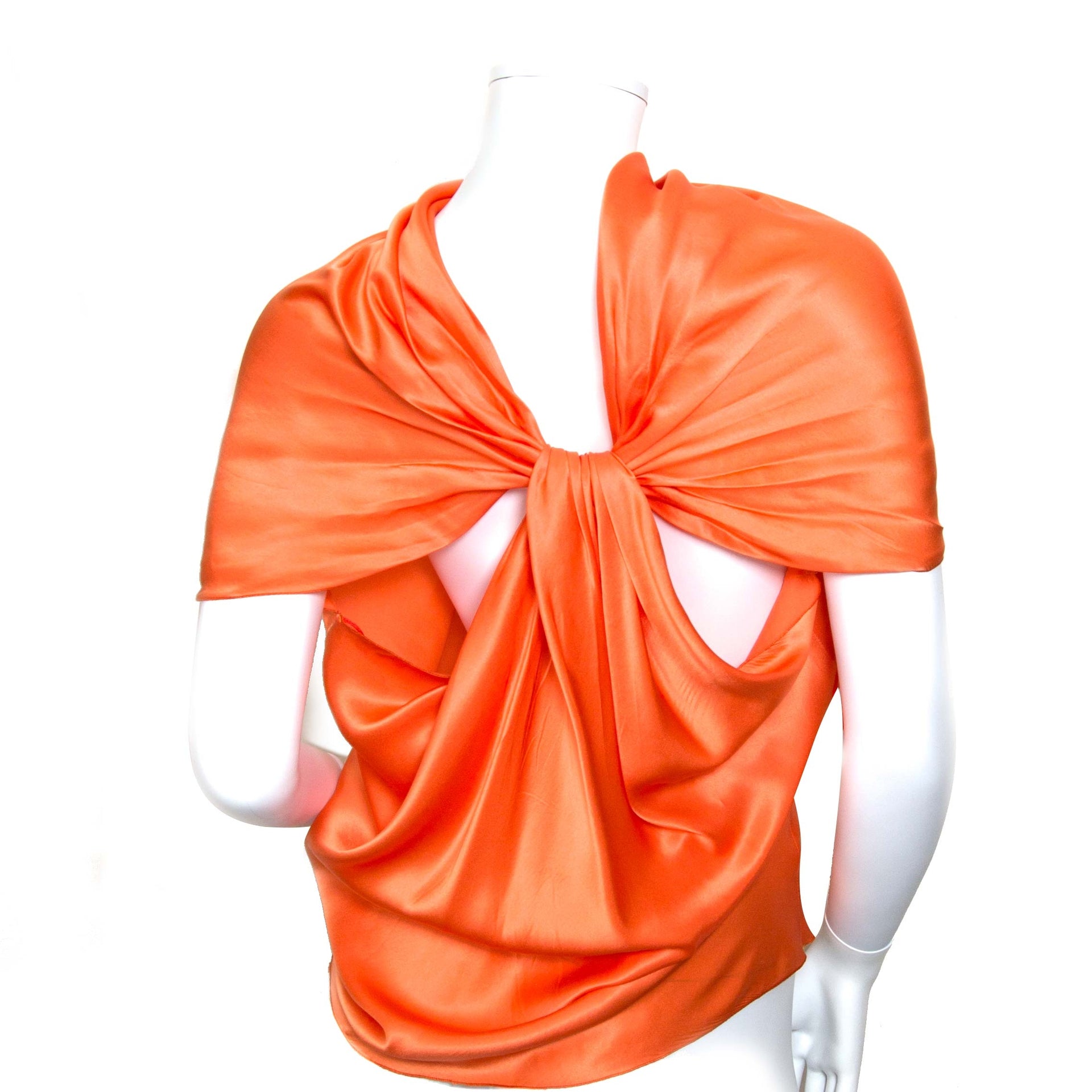 buy authentic lanvin orange silk top at labellov vintage fashion webshop belgium