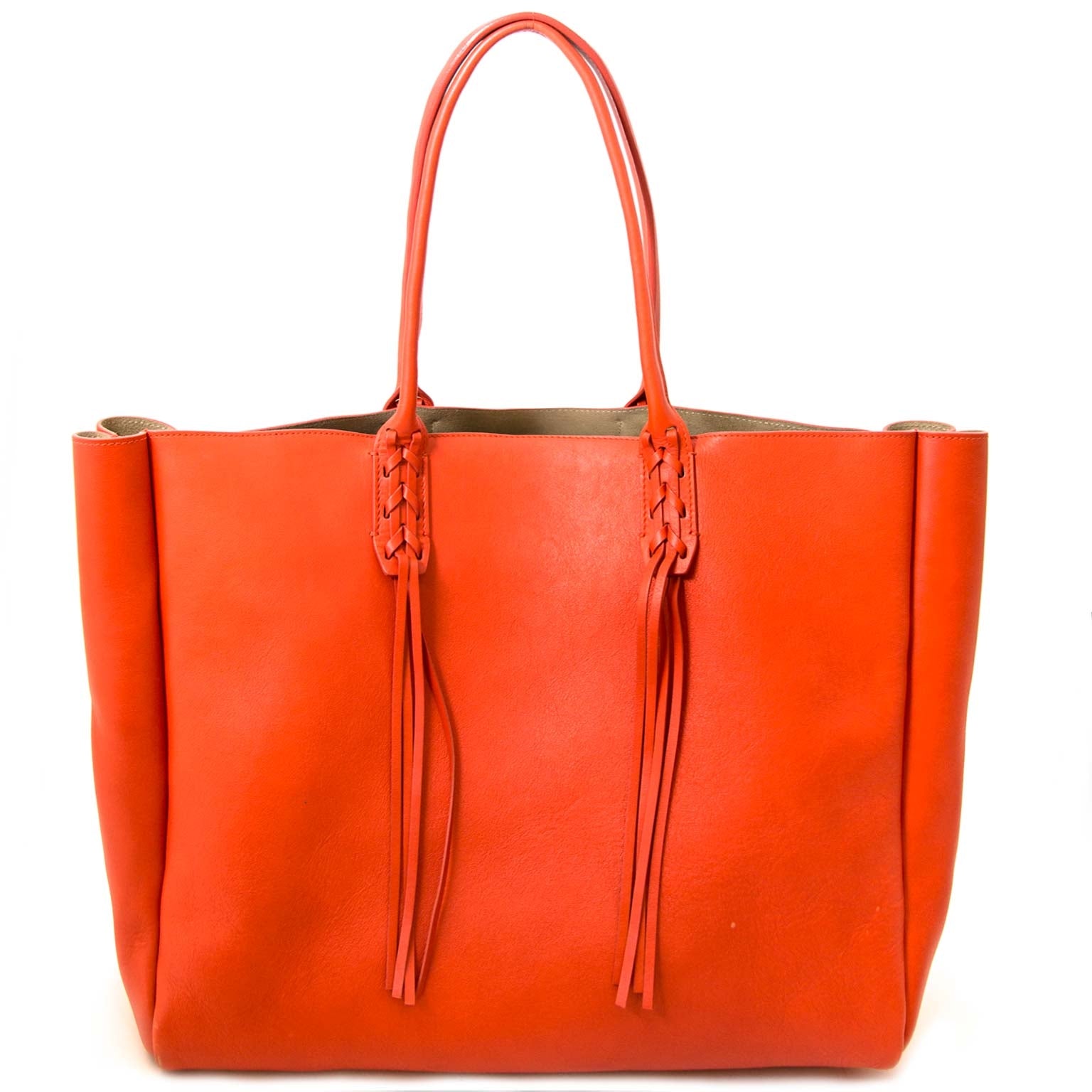 Cabas « Shopper » Lanvin avec pompons et laçage orange