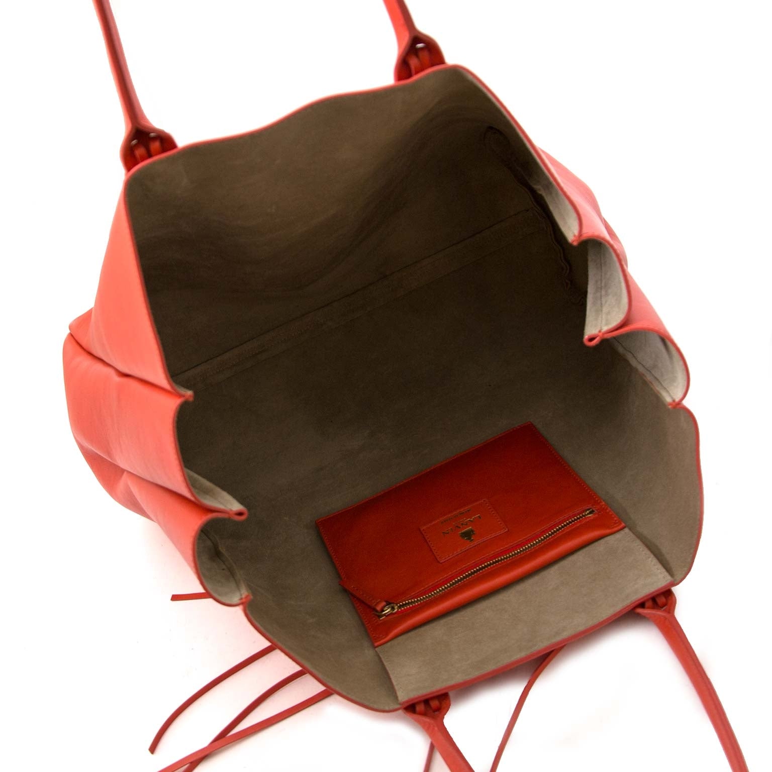 Cabas « Shopper » Lanvin avec pompons et laçage orange