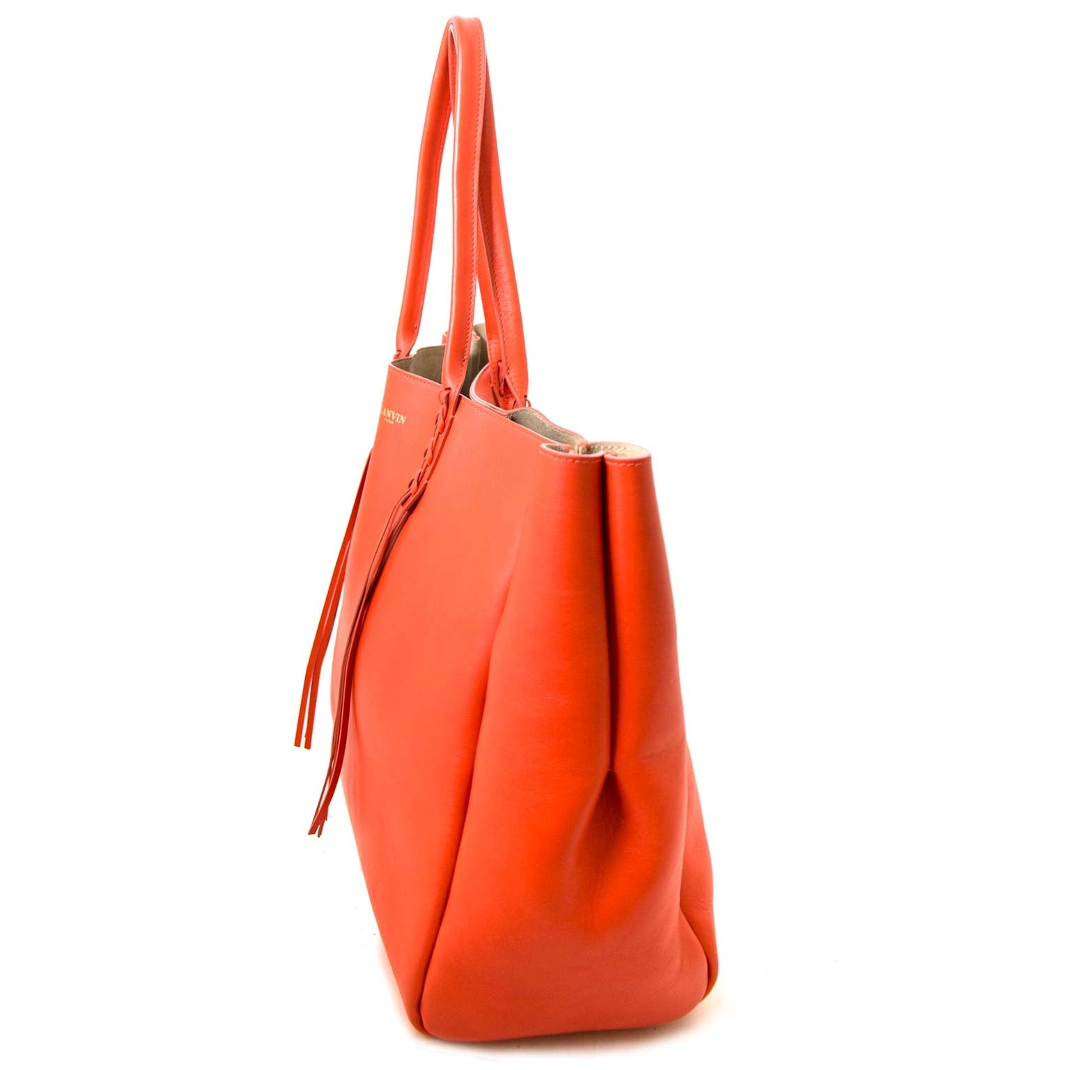 Cabas « Shopper » Lanvin avec pompons et laçage orange