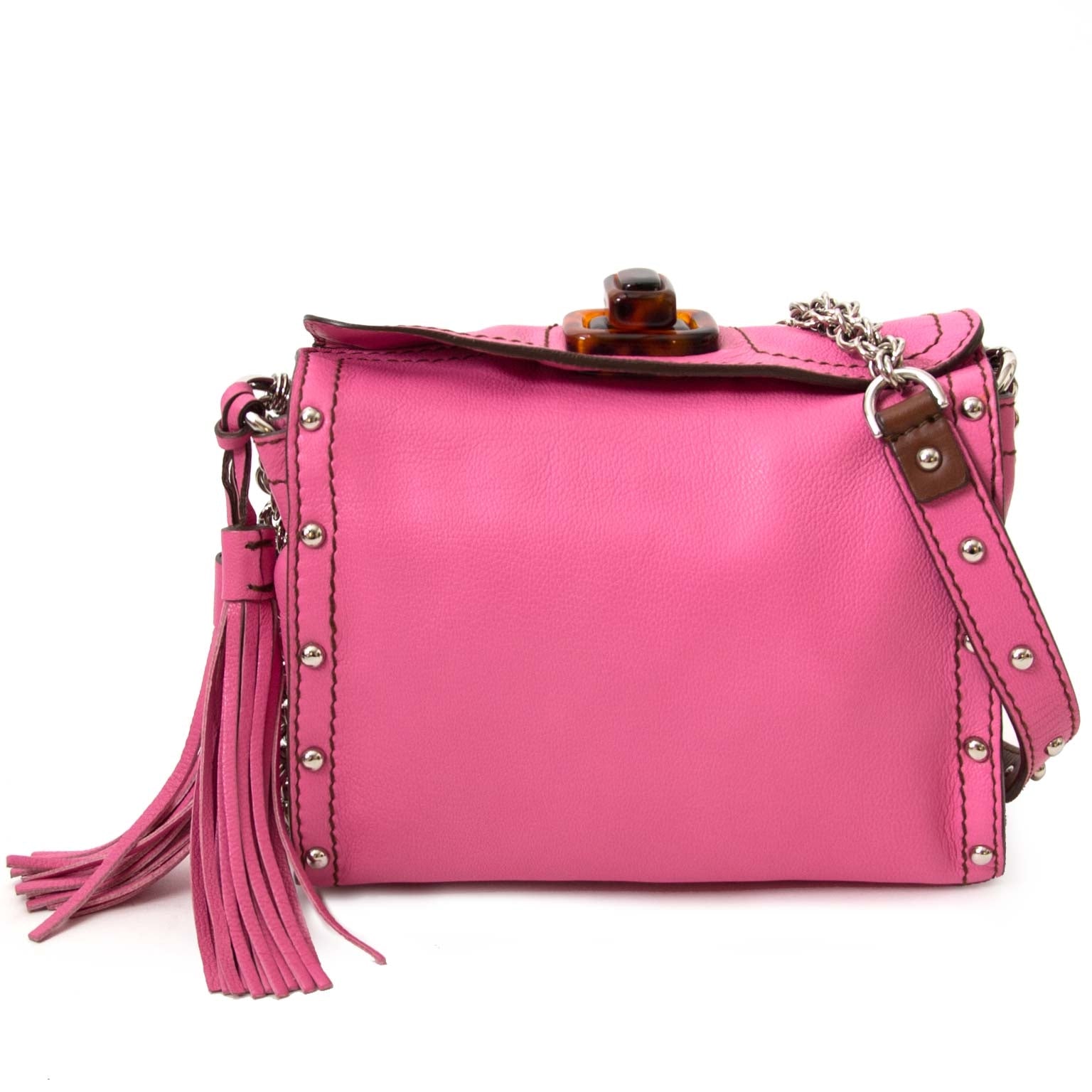 Lanvin Pink Leather Chain Strap 'Happicolo' Bag te koop online bij Labellov