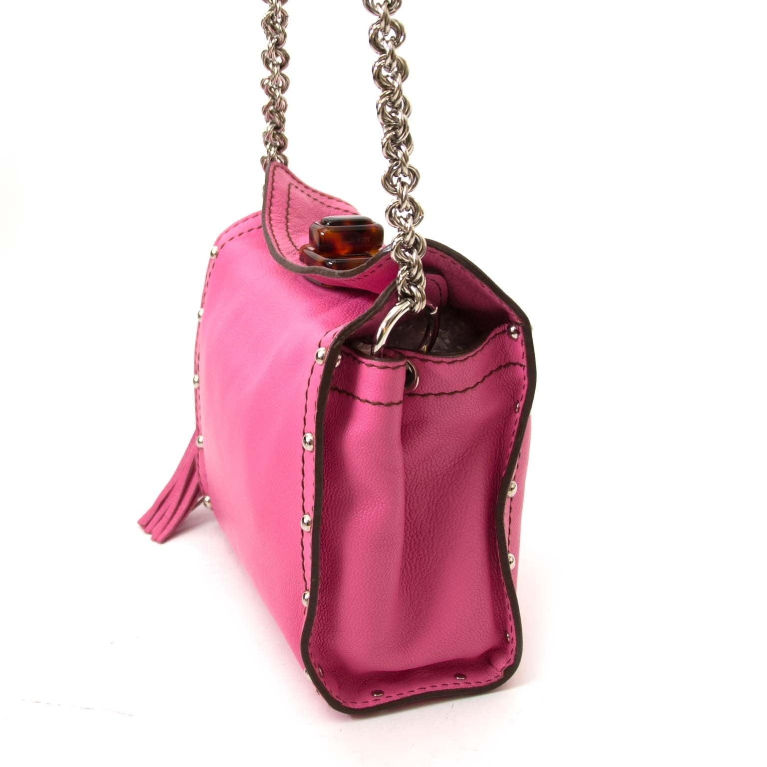 Lanvin Pink Leather Chain Strap 'Happicolo' Bag te koop bij Labellov in Antwerpen