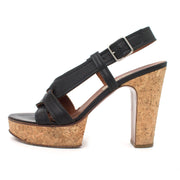 Tweedehands Lanvin zwarte sandalen met zool van kurk aan de beste prijs bij Labellov