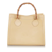 Buy an authentic second hand Gucci Vintage Cream Diana Bamboo Leather Top Handle in very good condition at Labellov