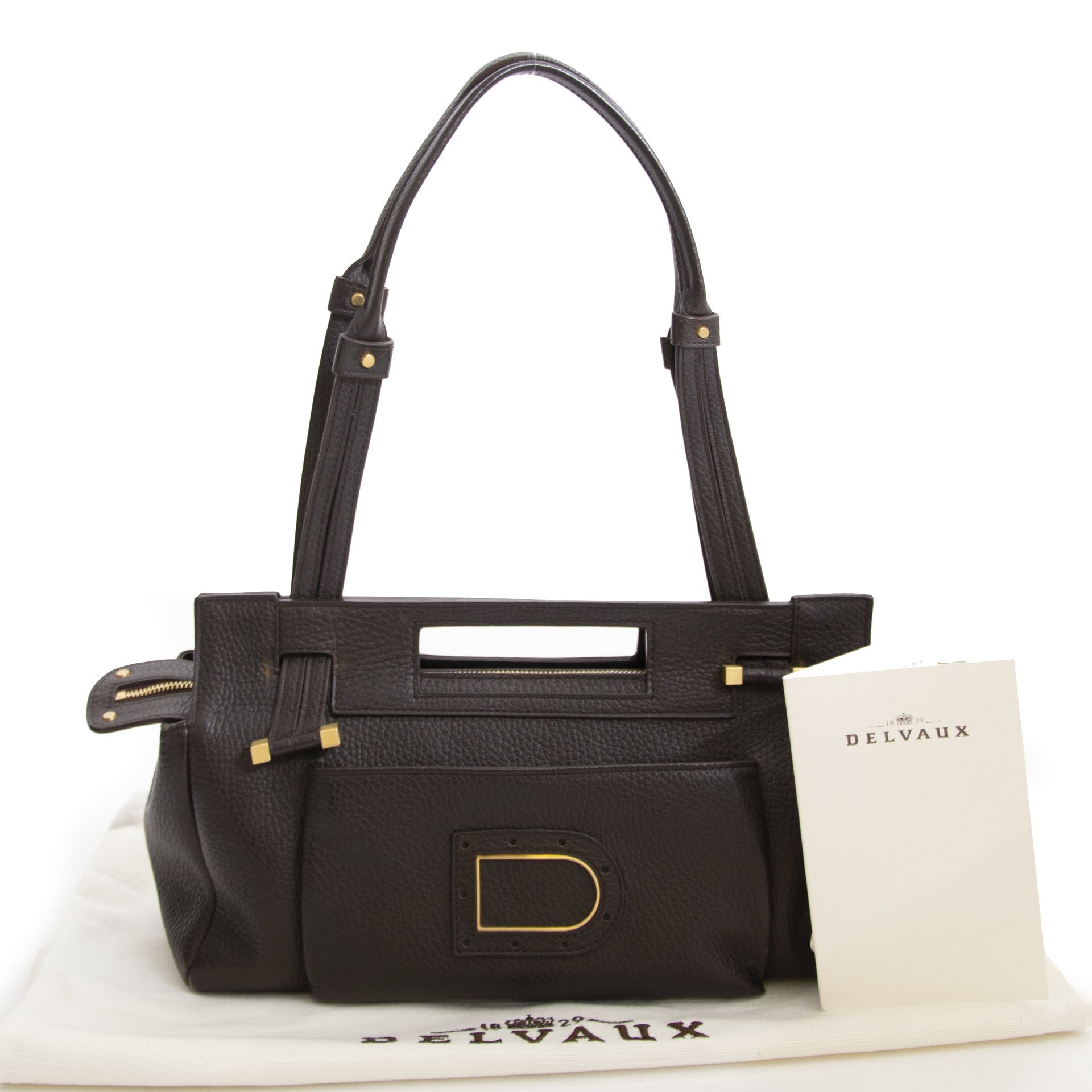 Authentique vintage seconde main Delvaux Le Benjamin Café Shoulder Bag achète en ligne webshop LabelLOV