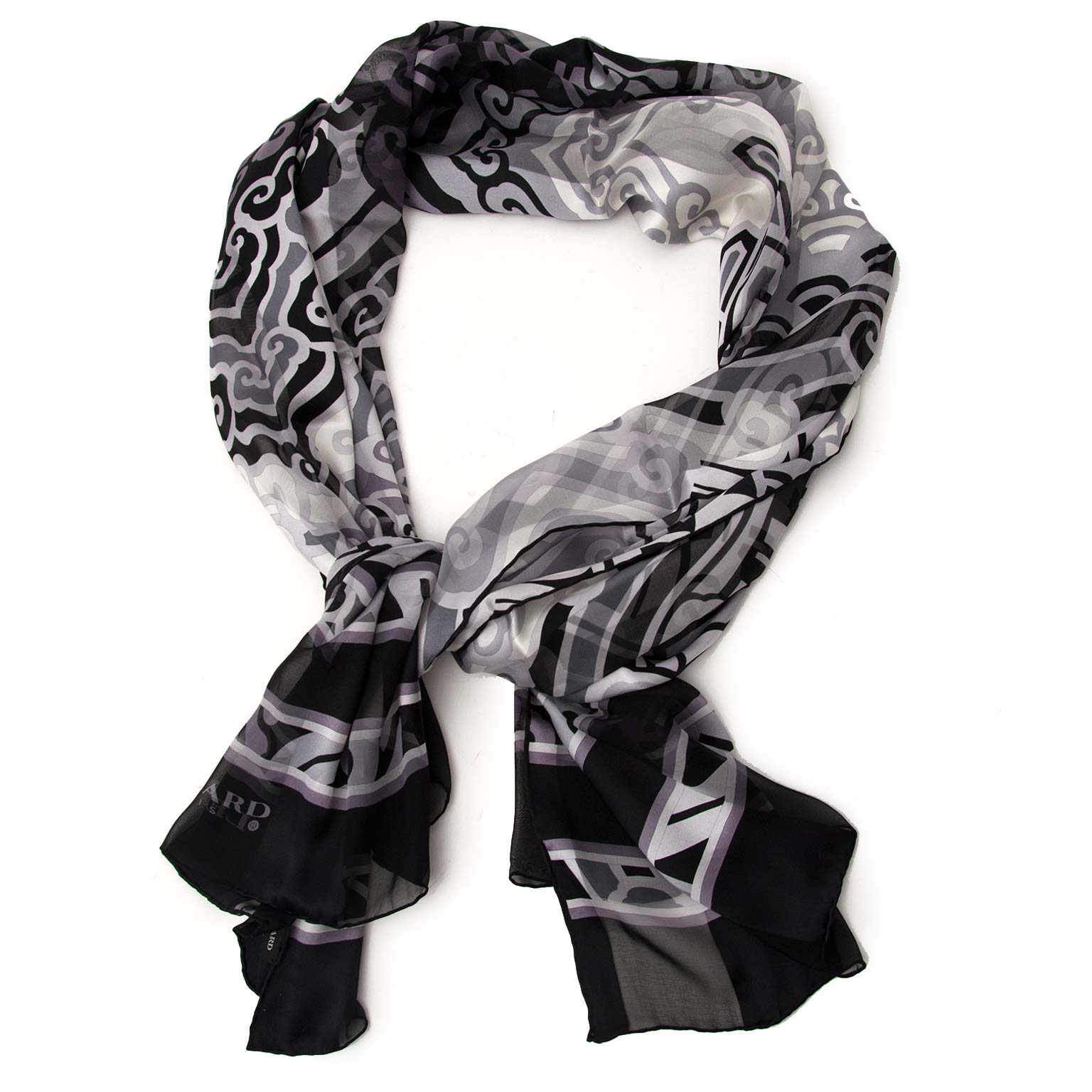 Leonard Black and White Silk Scarf