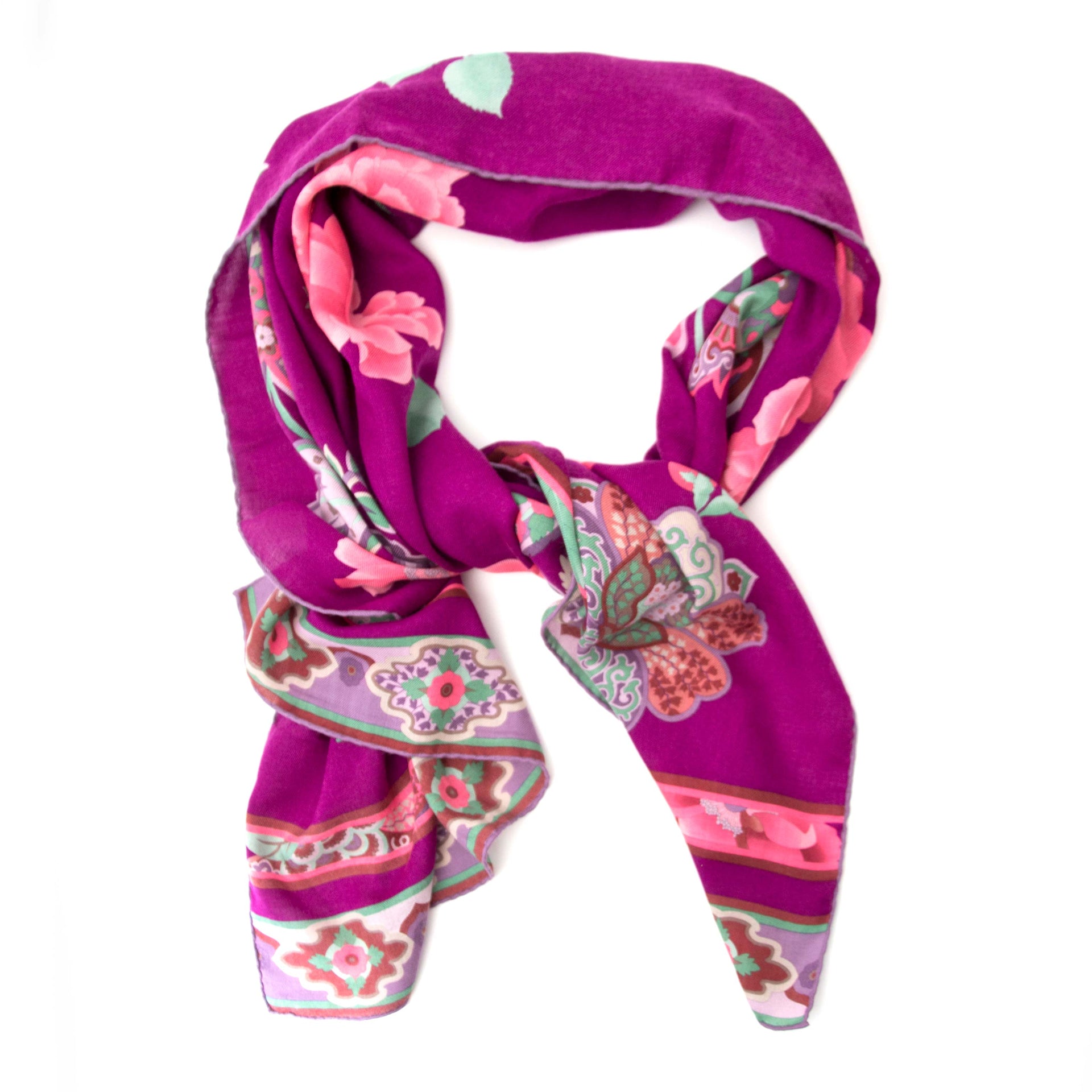 Leonard Purple Floral Print Scarf