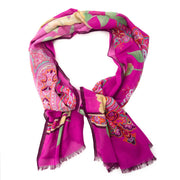 Leonard Fuchsia Floral Cashmere Silk Scarf Buy authentic designer Leonard secondhand scarves at Labellov at the best price. Safe and secure shopping. Koop tweedehands authentieke Leonard sjaals bij designer webwinkel labellov.