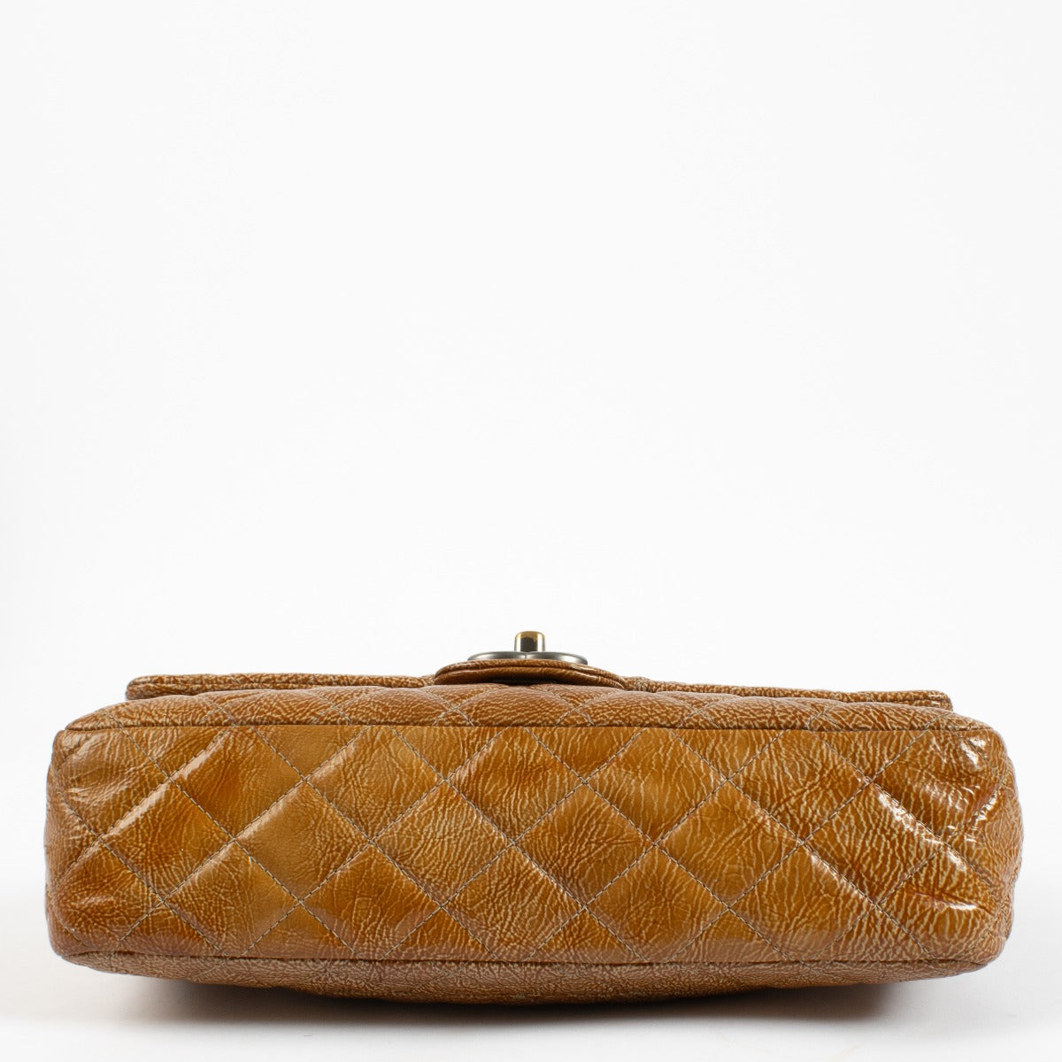 Chanel Caramel Crinkled Patent Leather Medium Classic Flap Bag