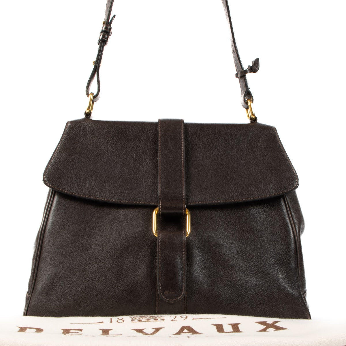Shop 100% authentic second-hand Delvaux Vintage Brown Leather Shoulder Bag on Labellov.com