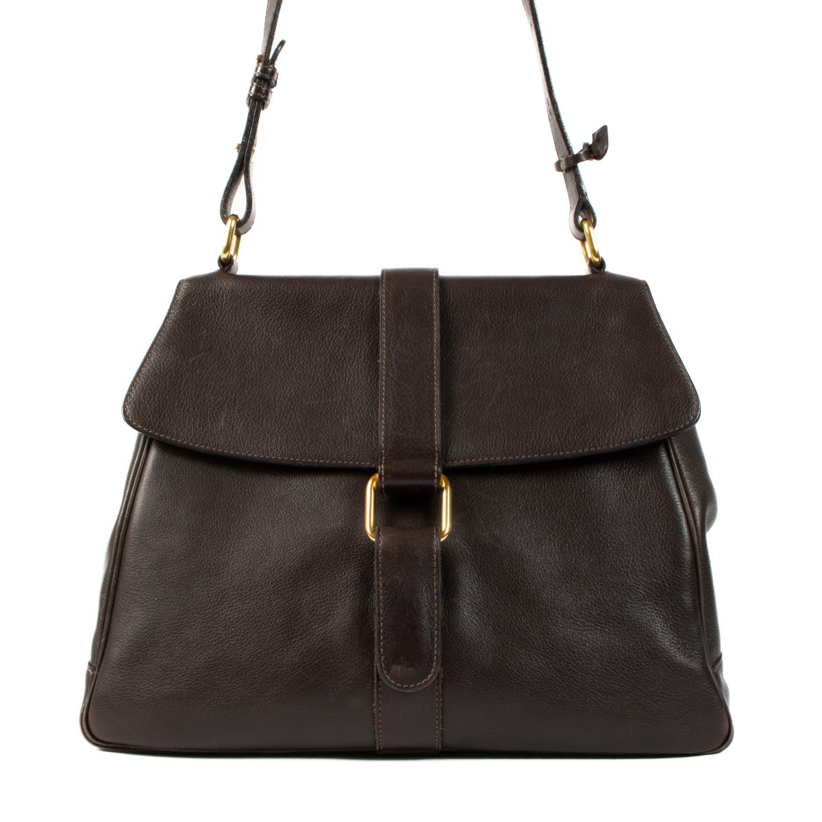 Shop 100% authentic second-hand Delvaux Vintage Brown Leather Shoulder Bag on Labellov.com