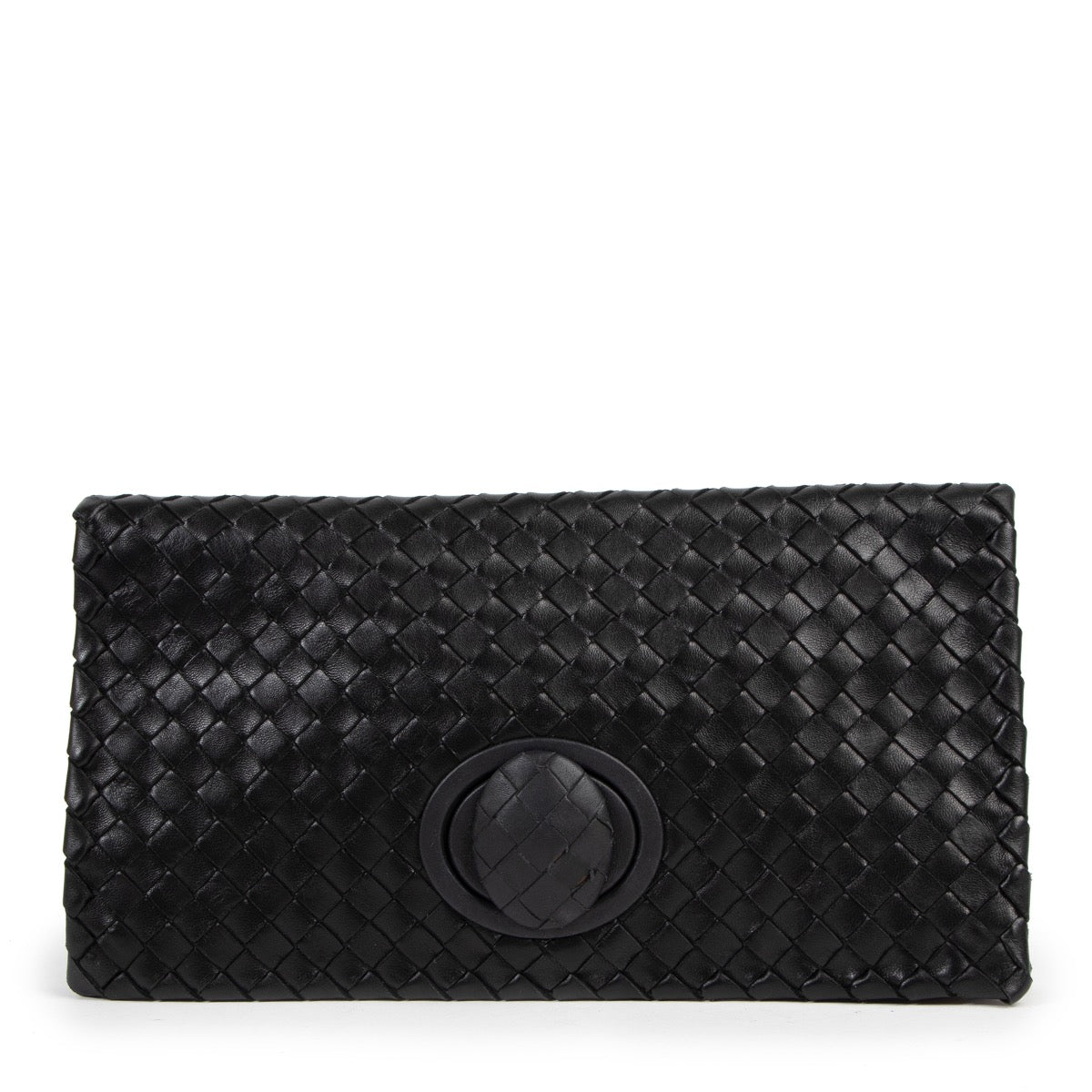 koop veilig online tweedehands clutch Bottega Veneta