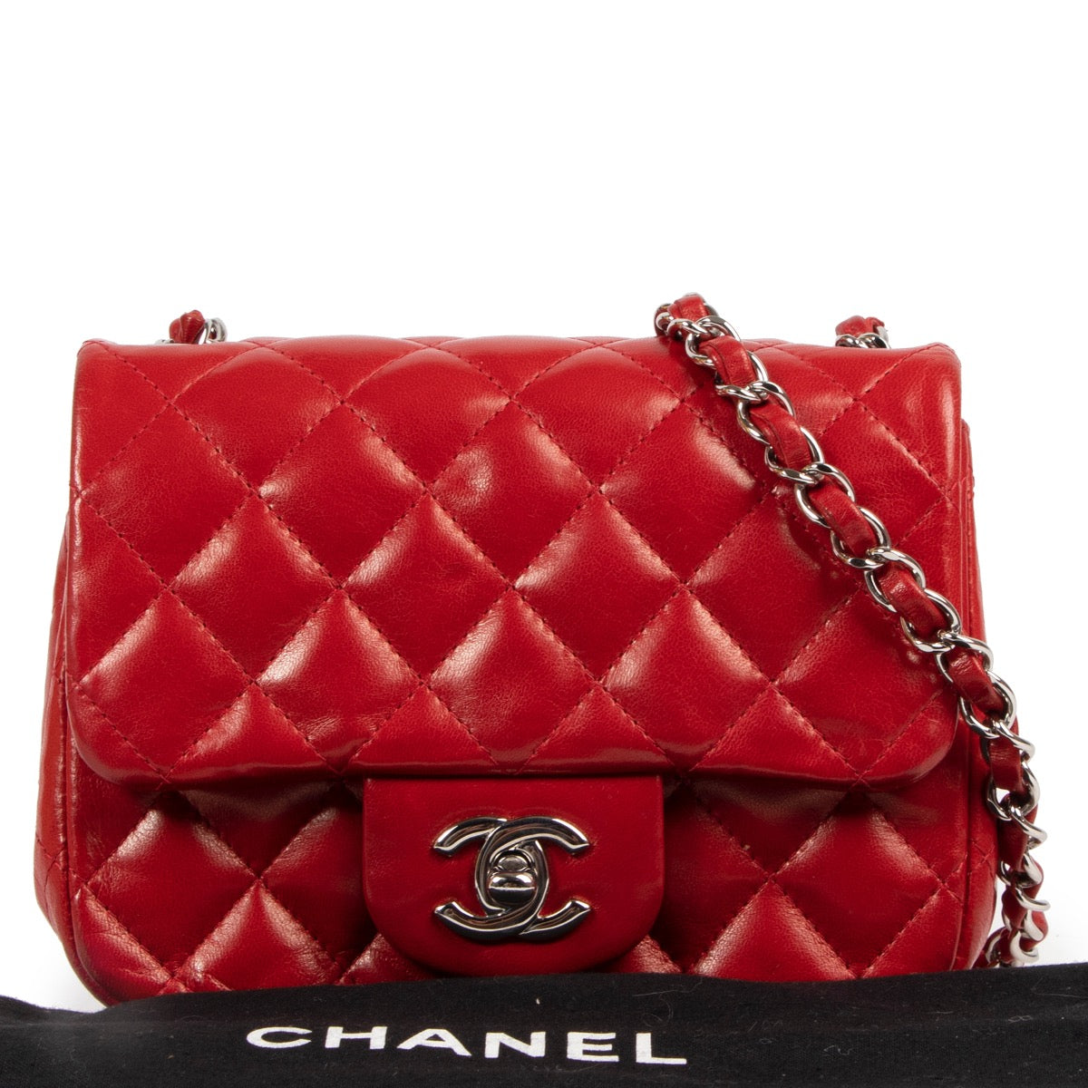 acheter en ligne seconde main Chanel rouge square flap bag