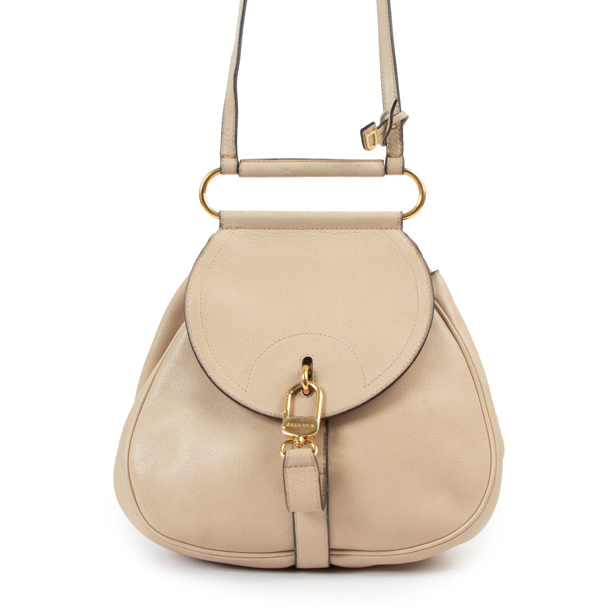 Delvaux Beige Grained Leather Cerceau PM Crossbody Bag