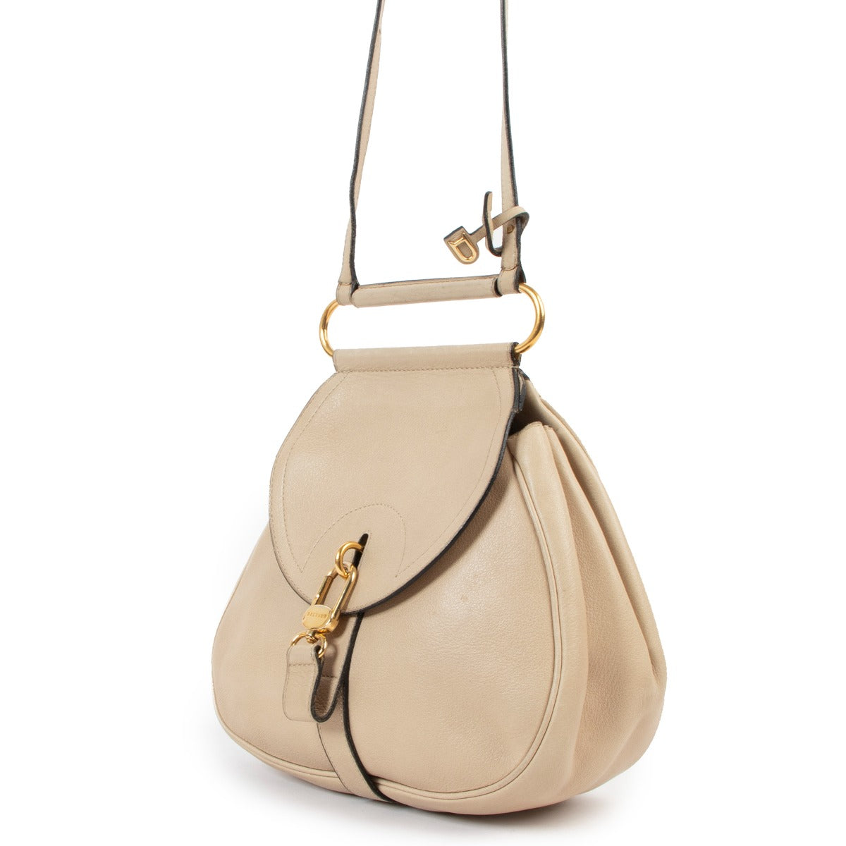 Delvaux Beige Grained Leather Cerceau PM Crossbody Bag