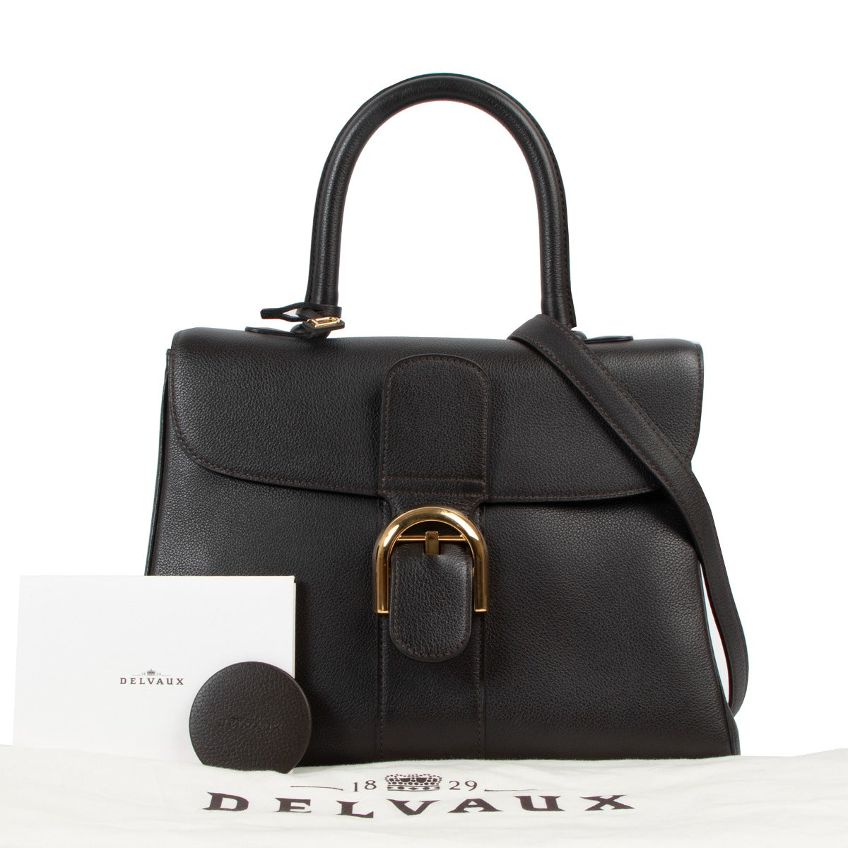 Delvaux Brillant MM Café Sellier Handbag