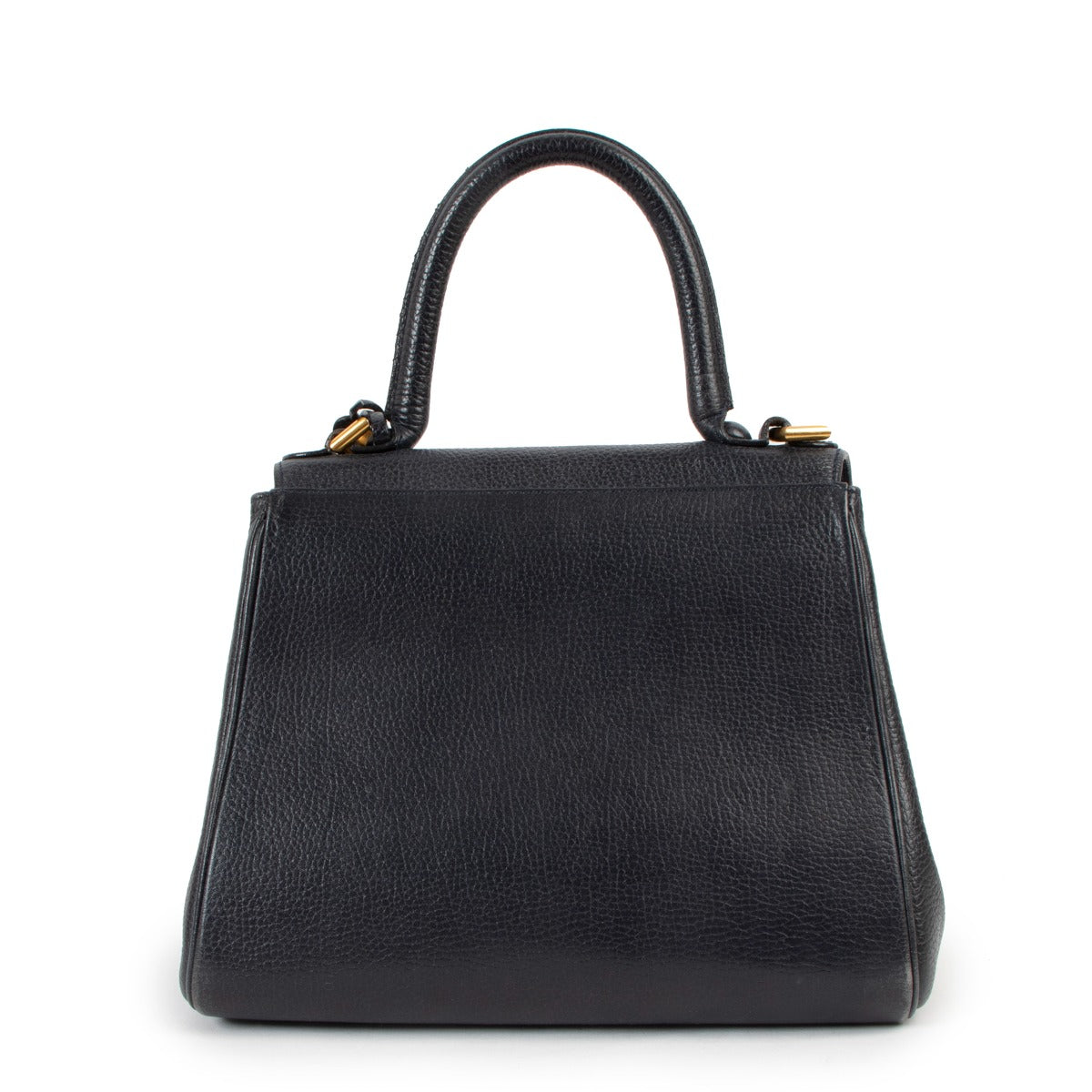 Shop now for your pre-loved, 100% authentic Delvaux Navy Blue Grained Leather PM Brillant Top Handle Bag, at Labellon in Antwerp