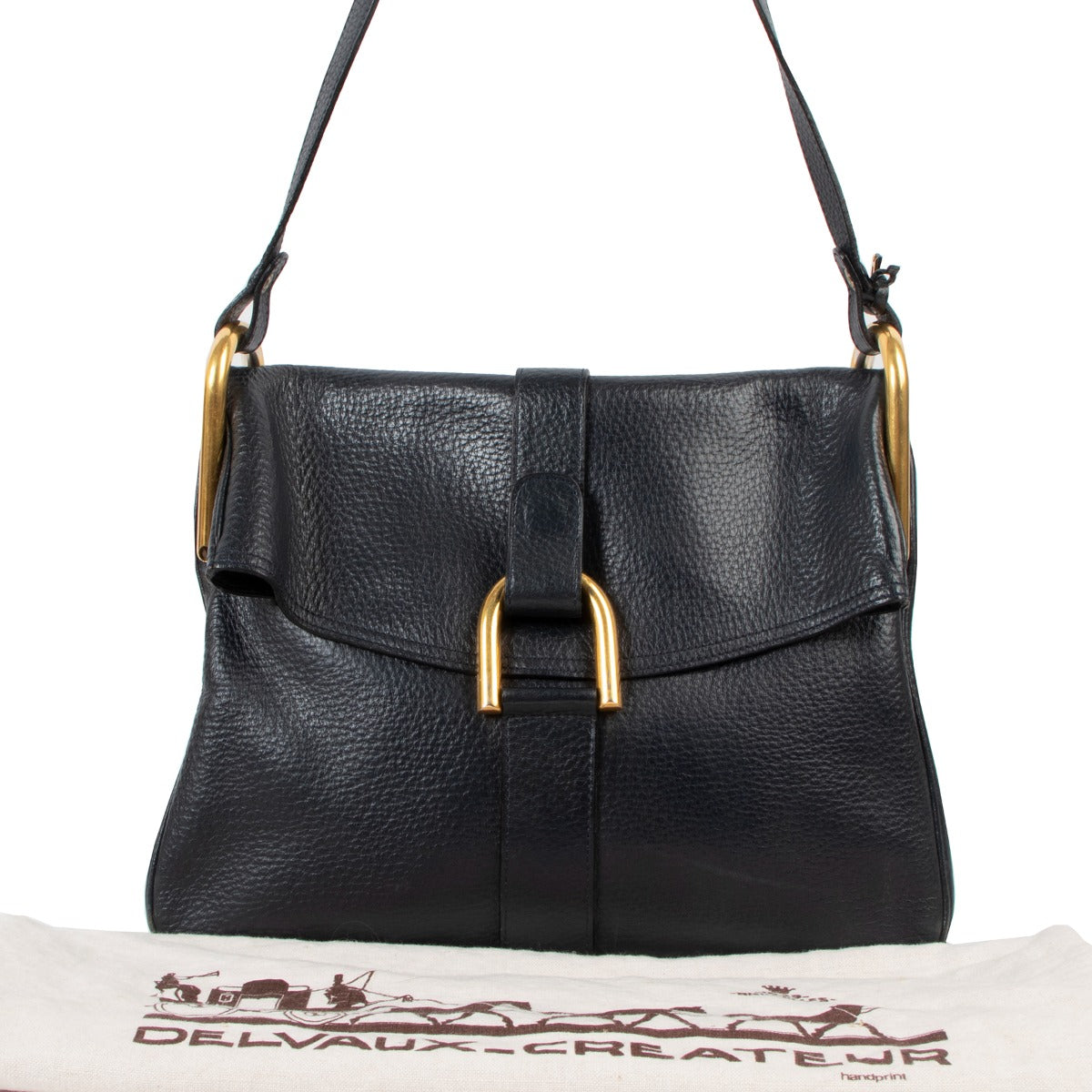 Delvaux Navy Blue Givry Vintage Shoulder Bag