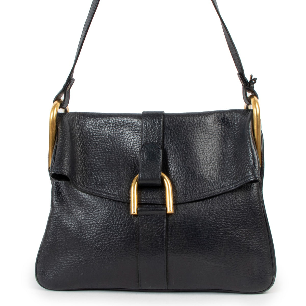 Delvaux Navy Blue Givry Vintage Shoulder Bag