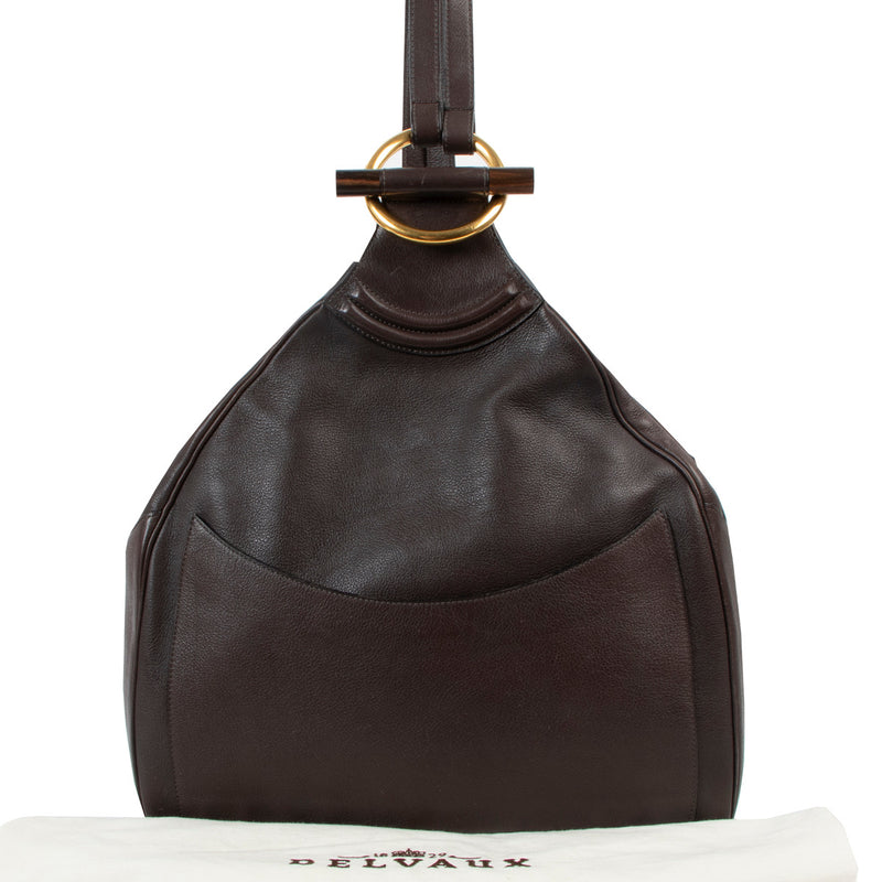 Delvaux Brown Wood Ring Backpack