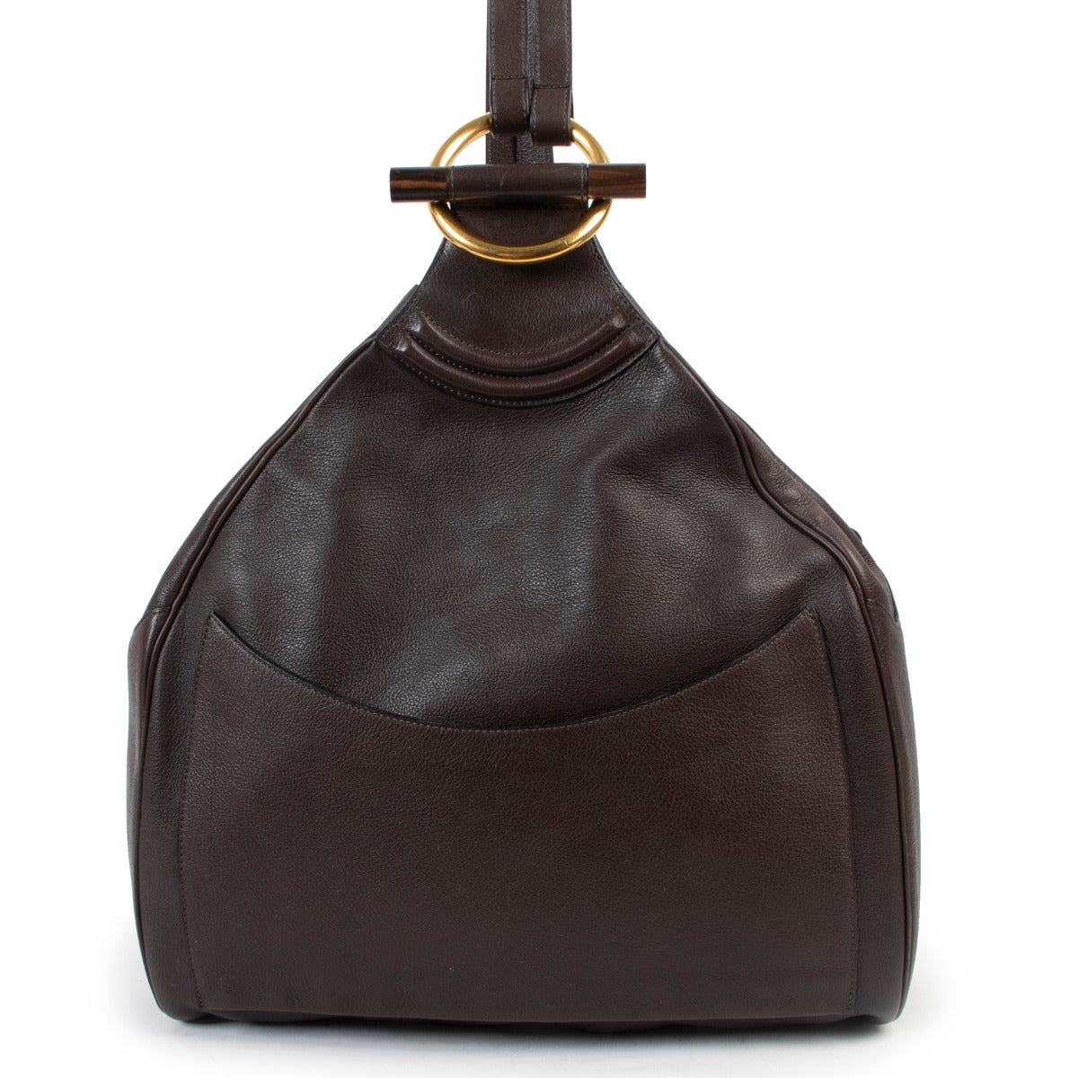 Delvaux Brown Wood Ring Backpack