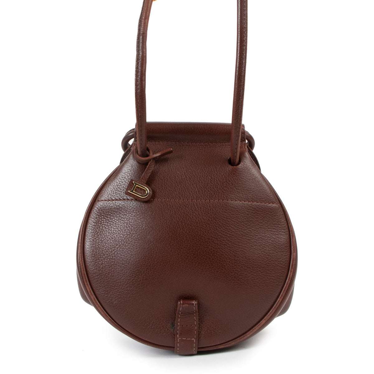 Shop now for your pre-loved, 100% authentic Delvaux Brown Grained Leather Mini Cerceau Crossbody, at Labellov in Antwerp.