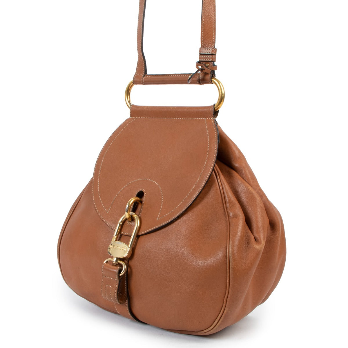 Shop now for your pre-loved, 100% authentic Delveaux Fauve Leather Cerceau Crossbody, at Labellov in Antwerp