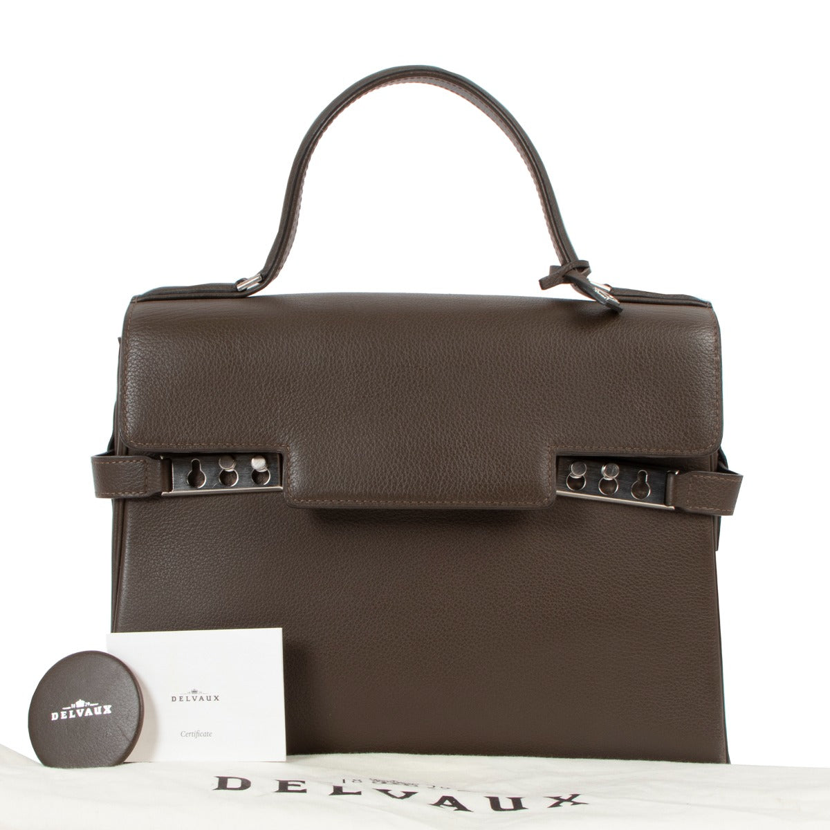 Buy Second Hand Delvaux Tempête MM Ardoise Sellier Handbag At Labellov