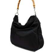100% authentic pre loved Gucci Black Nylon Bamboo Handle Hobo on Labellov.com