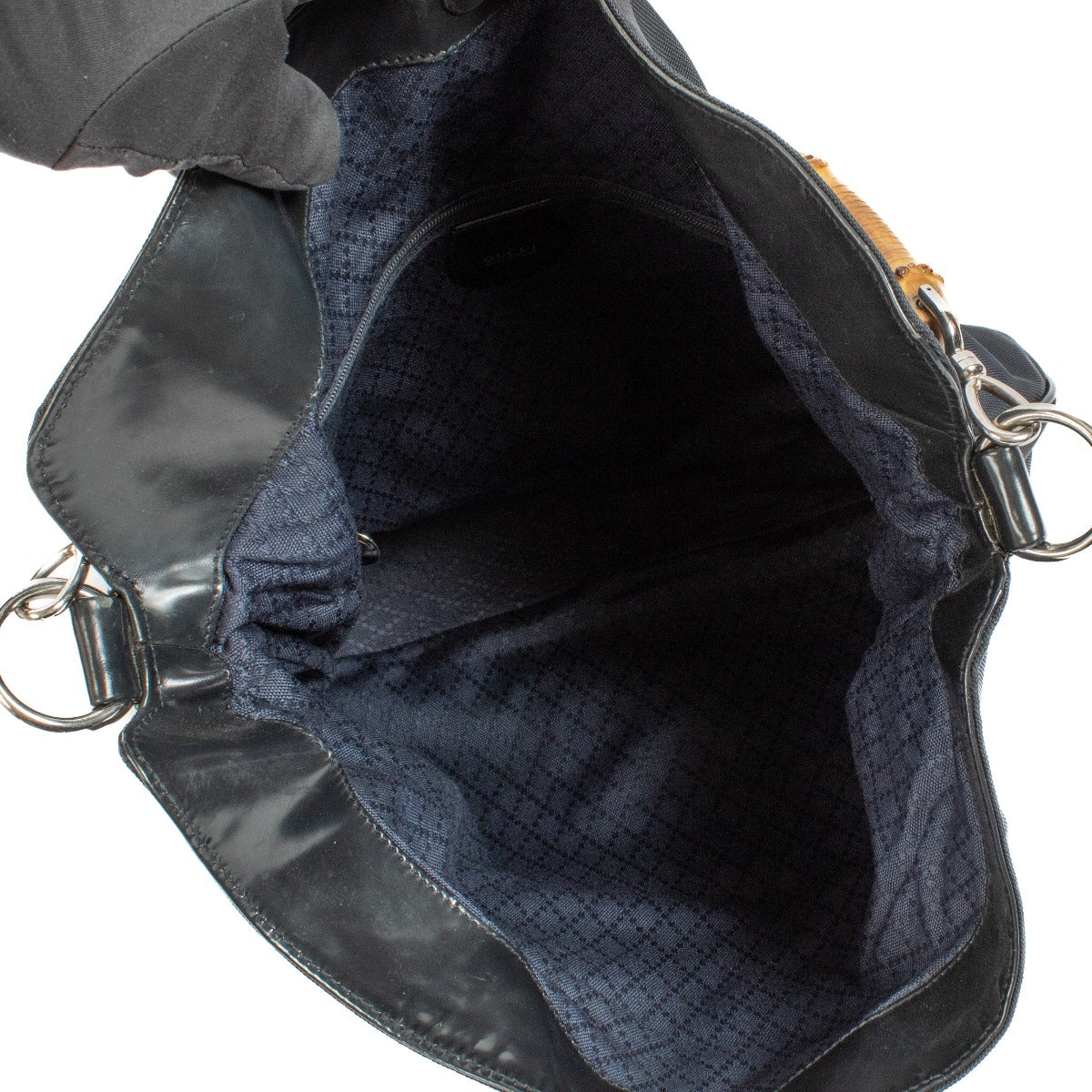100% authentic pre loved Gucci Black Nylon Bamboo Handle Hobo on Labellov.com