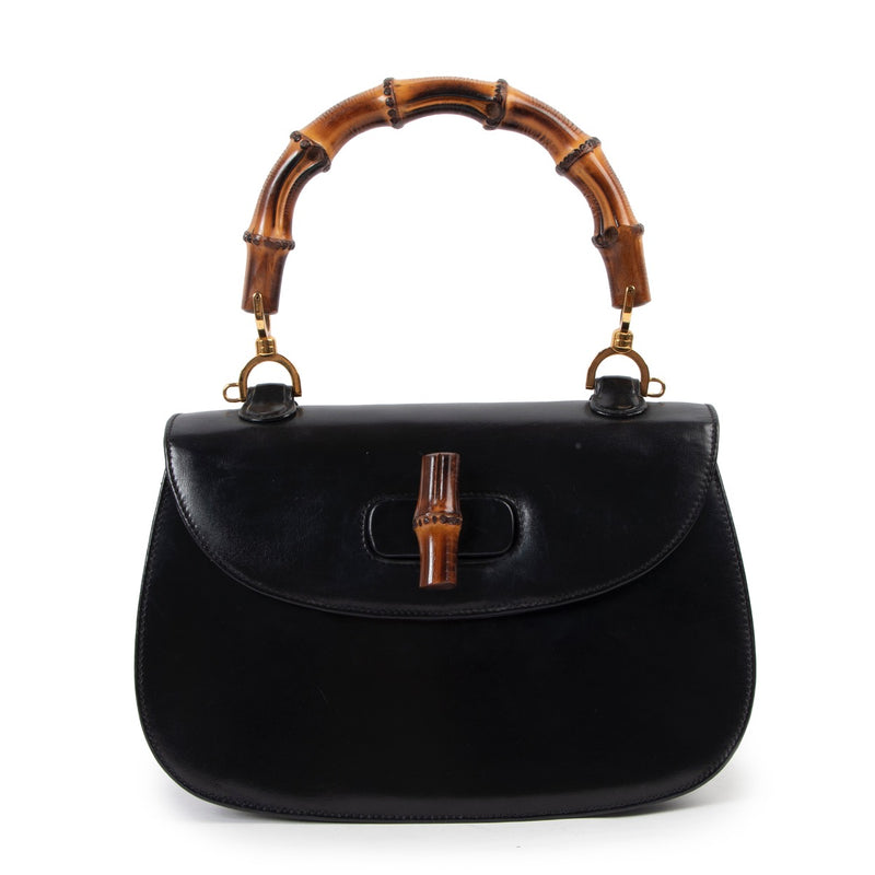 Shop safe online at Labellov in Antwerp this 100% authentic second hand Gucci Black Medium Bamboo 1947 Top Handle