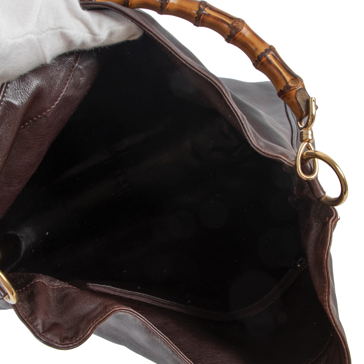 Buy an authentic second hand Gucci Brown Leather Bamboo Top Handle in very good pre-loved condition at Labellov