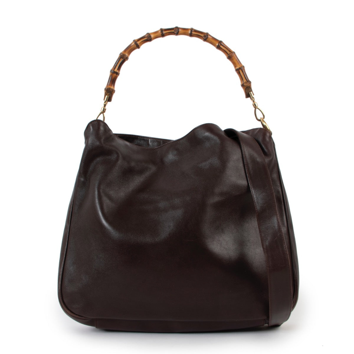 Buy an authentic second hand Gucci Brown Leather Bamboo Top Handle in very good pre-loved condition at Labellov