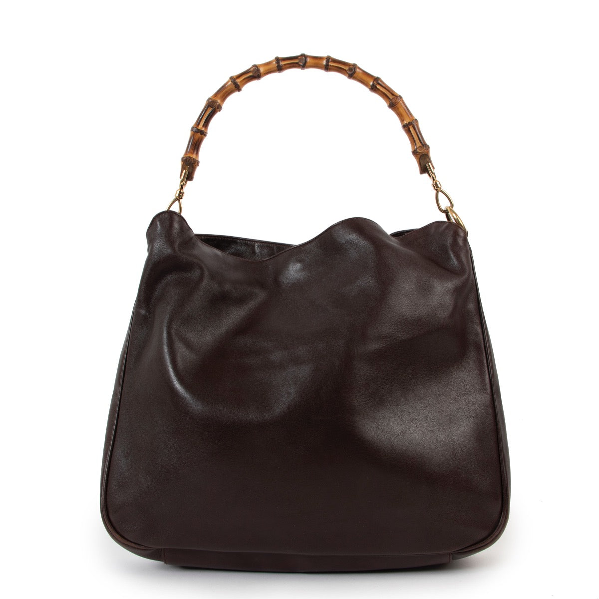 Buy an authentic second hand Gucci Brown Leather Bamboo Top Handle in very good pre-loved condition at Labellov
