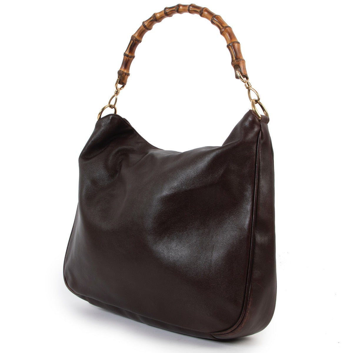 Buy an authentic second hand Gucci Brown Leather Bamboo Top Handle in very good pre-loved condition at Labellov