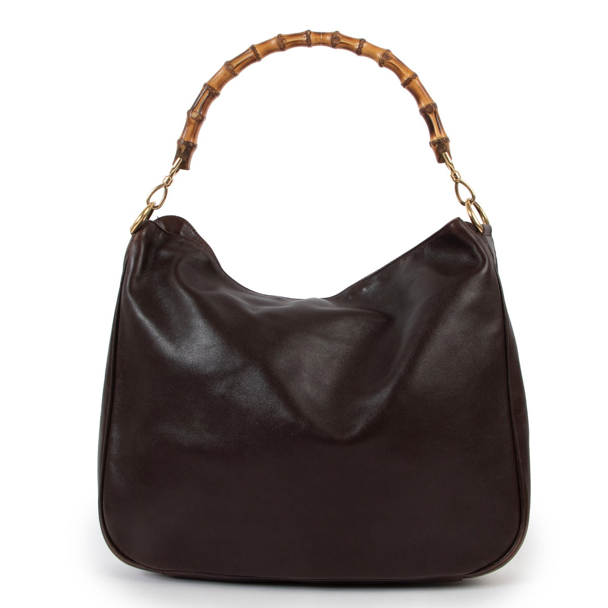 Buy an authentic second hand Gucci Brown Leather Bamboo Top Handle in very good pre-loved condition at Labellov