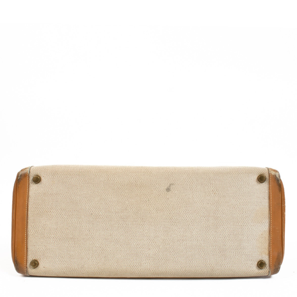 Hermès Vintage Kelly 35 Canvas Toile H/Natural Leather GHW