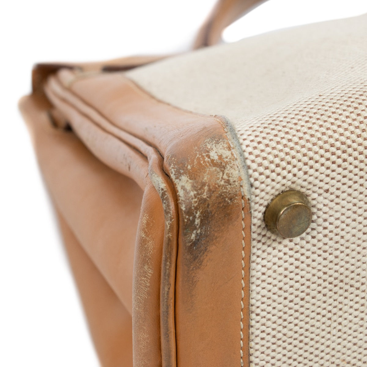 Hermès Vintage Kelly 35 Toile H/Natuurlijk Leer GHW