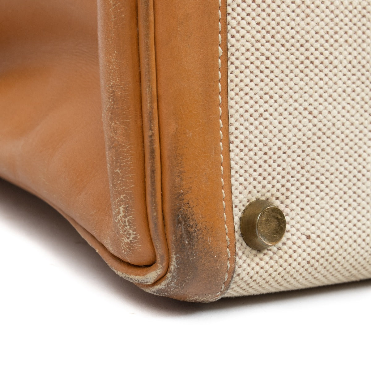 Hermès Vintage Kelly 35 Toile H/Natuurlijk Leer GHW