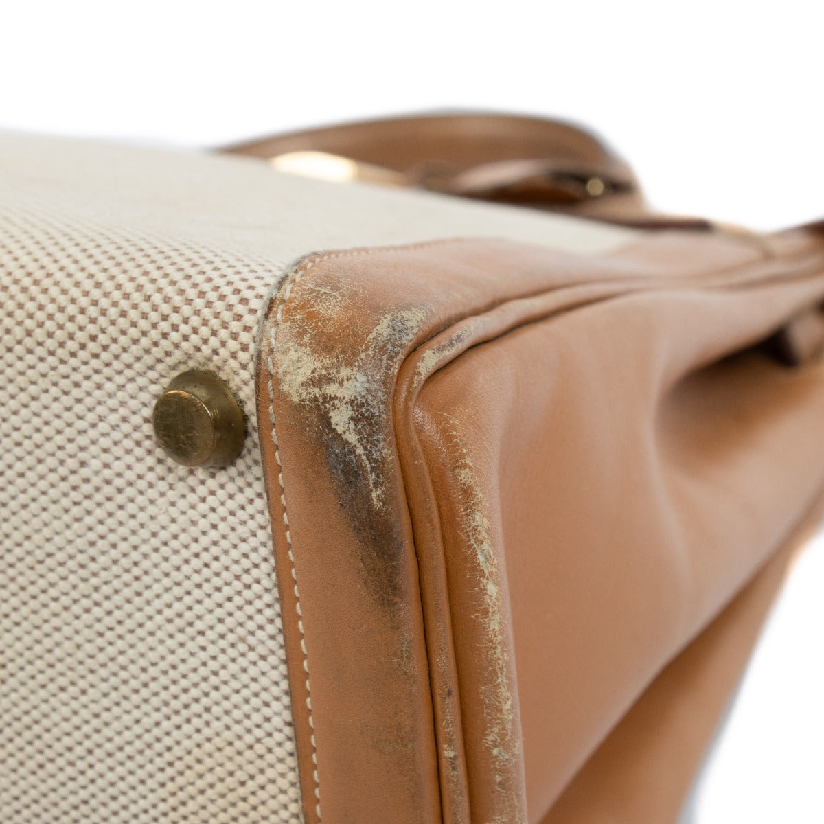 Hermès Vintage Kelly 35 Toile H/Natuurlijk Leer GHW