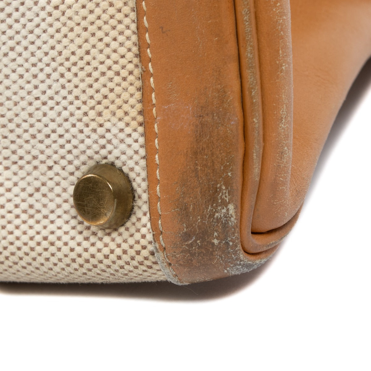 Hermès Vintage Kelly 35 Toile H/Natuurlijk Leer GHW