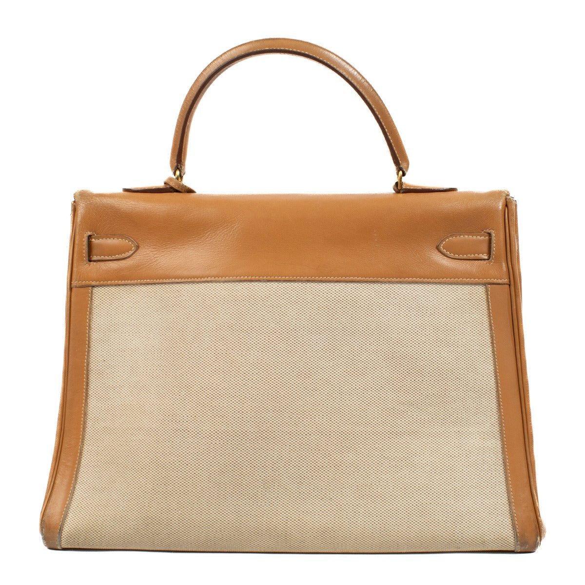 Hermès Vintage Kelly 35 Canvas Toile H/Natural Leather GHW