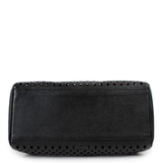 Prada Black Saffiano Leather Perforated Boston Bag