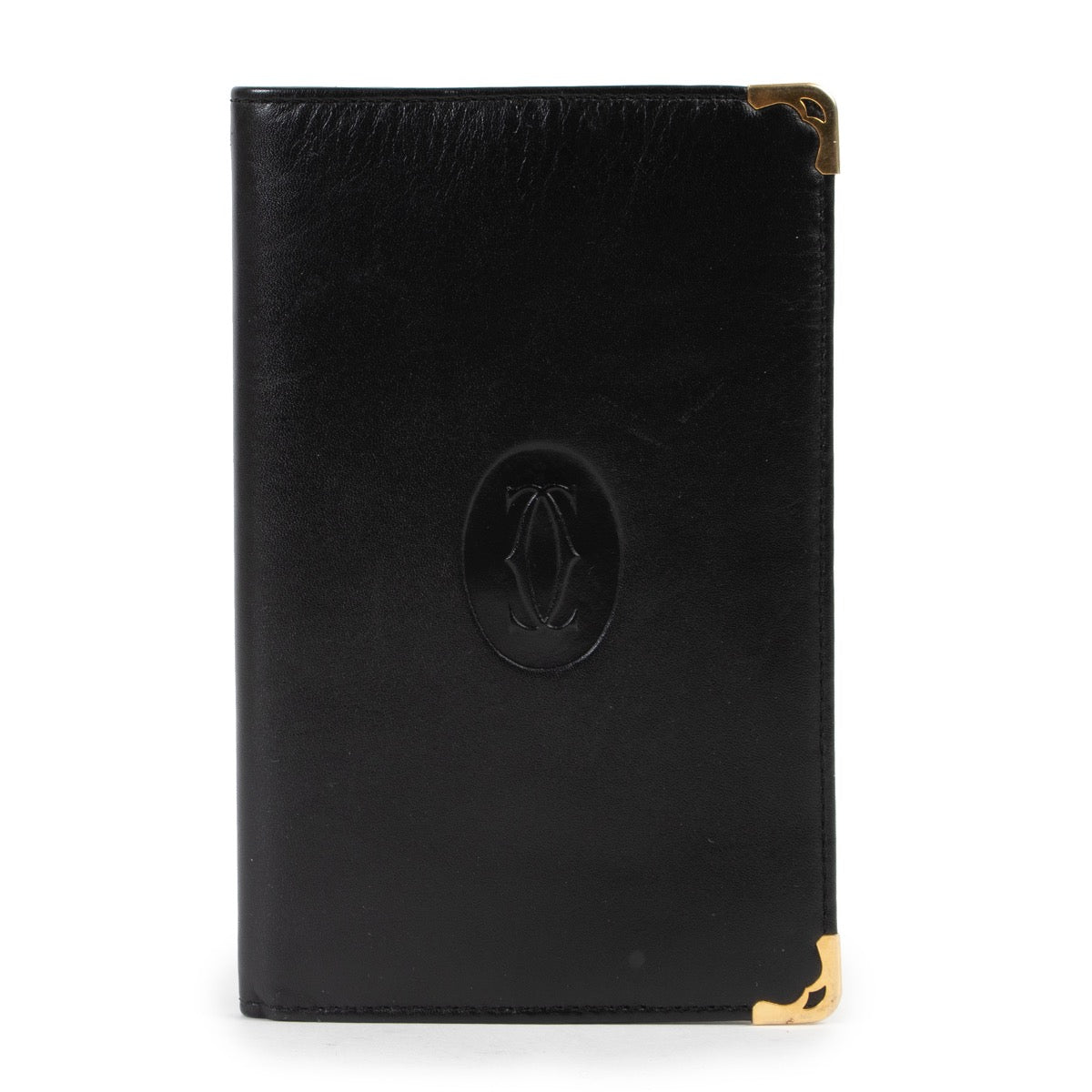 Original Cartier Black Leather Wallet for sale on Labellov vintage site in Antwerp for 2nd hand designer goods and accessories.