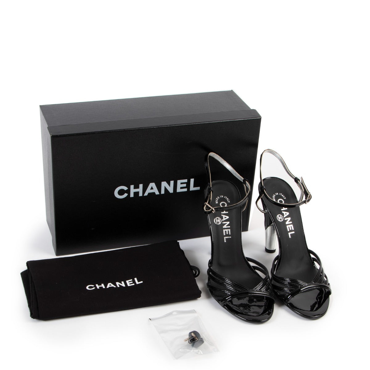 Chanel sandal heels, Chanel heels, Black Chanel sandals, Black Chanel heels, Black Heels, Black sandal heels.