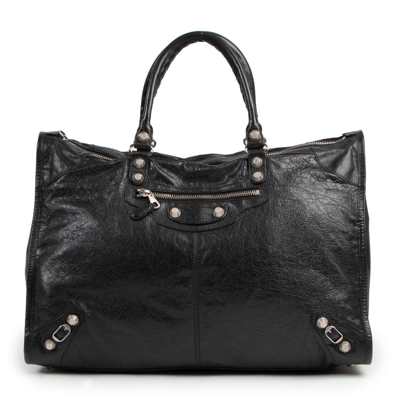 Balenciaga Black Leather Classic City Weekender